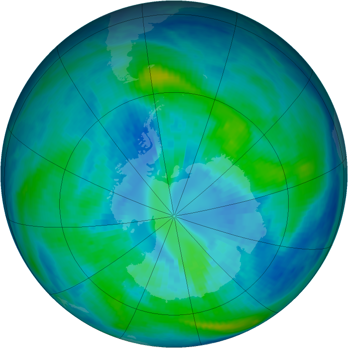 Antarctic ozone map for 02 April 1993